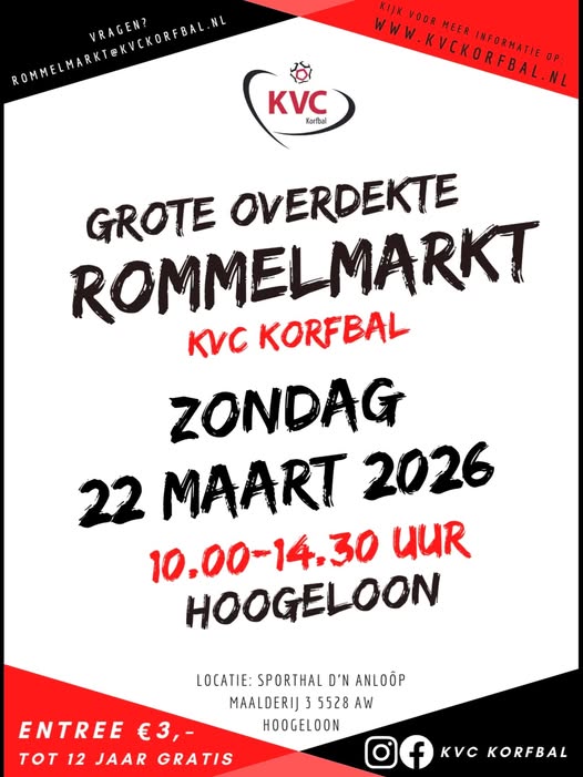 Aanstaande zondag rommelmarkt!